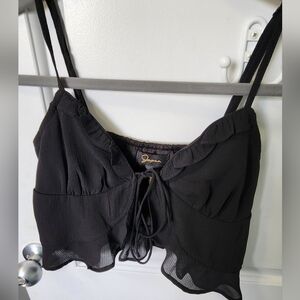 Japna Black Tie-Front Top